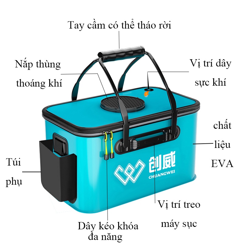 THÙNG ĐỰNG CÁ đa năng phụ kiện câu cá KK-9