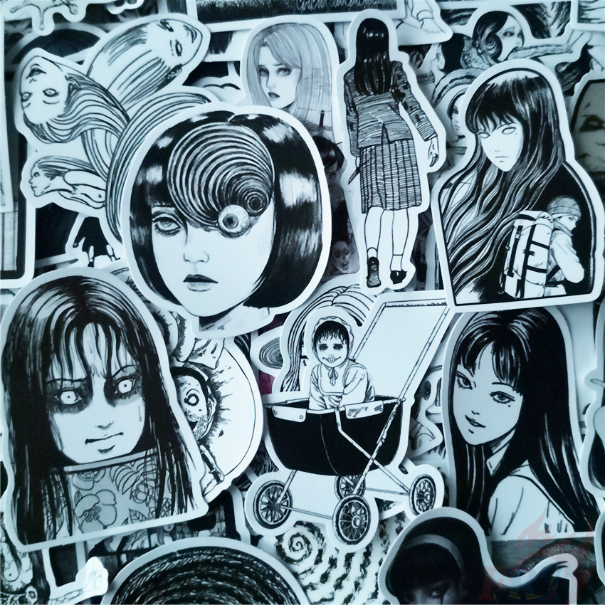 Set 106 miếng dán laptop/ván trượt hình hoạt hình Junji Ito Tomie Uzumaki Souichi Tsujii nhiều kiểu dáng thời trang DIY