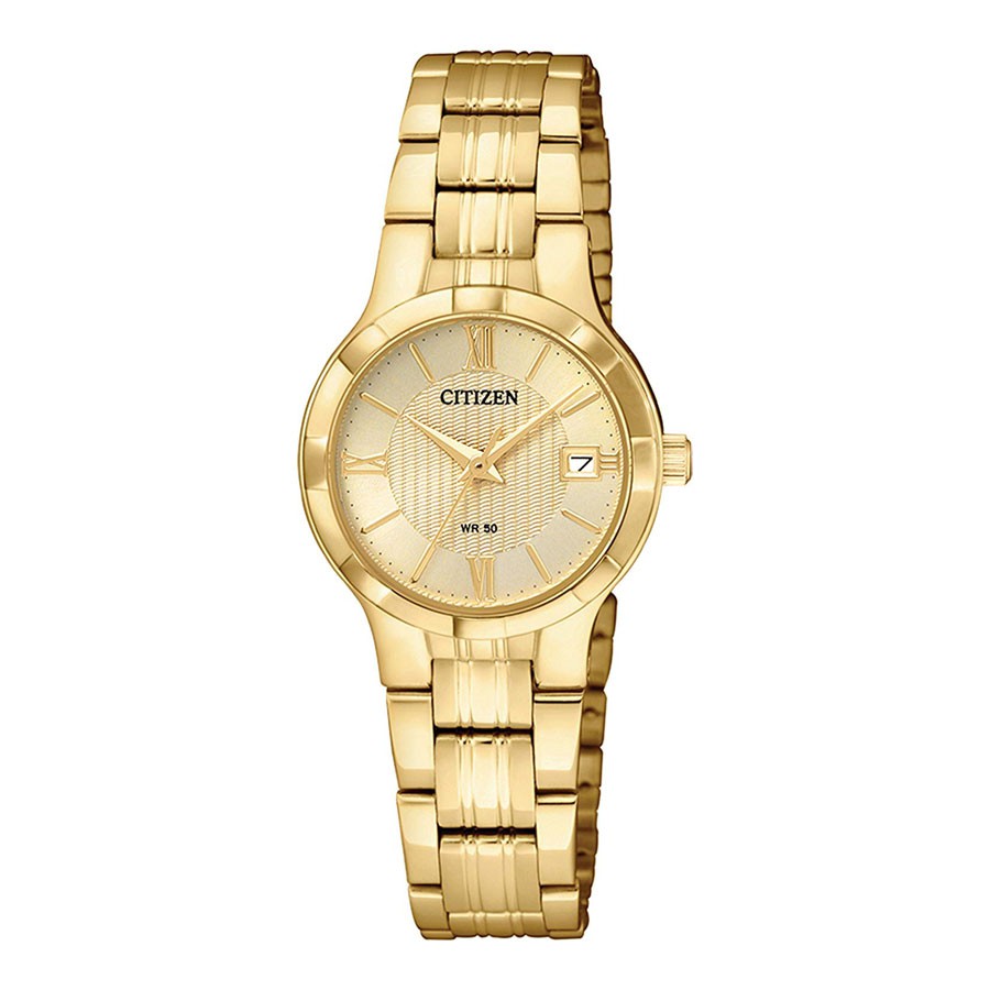 Đồng Hồ Nữ Citizen Dây Thép Không Gỉ EU6022-54P - Mặt Vàng