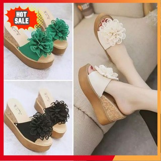 { HÓT ) Dép Cao Gót Đế Xuồng Hoa