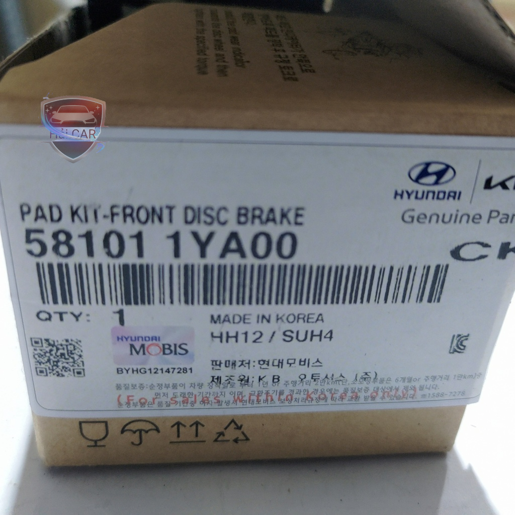 MÁ PHANH TRƯỚC KIA MORNING 2011-2020 CHÍNH HÃNG HYUNDAI MOBIS / 581011YA00