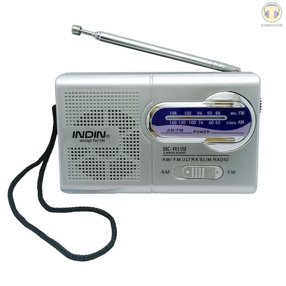 Đài radio INDIN BC-R119 hai băng tần AM/FM mini kích thước xách tay tích hợp loa