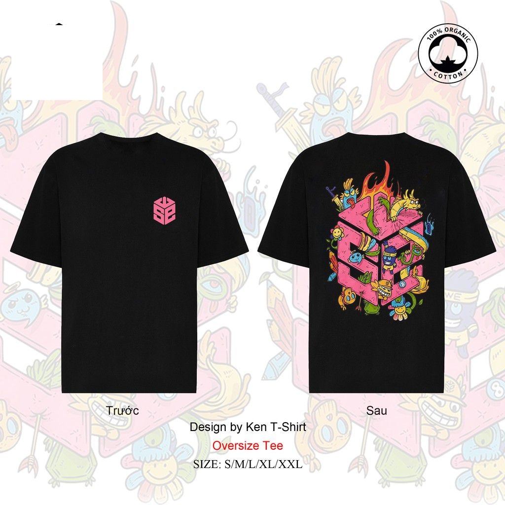 Áo Thun In Hình Tay Lỡ Form Rộng Rồng Hồng Cho Cả Nam và Nữ, Vải Cotton 100% Nguyên Chất.