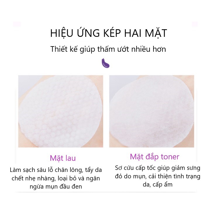 Bông Toner Tinh Chất Cà Tím HUNMUI làm sạch da, giảm mụn 110ml (2ml x 55 miếng) (HM29)