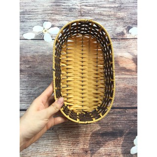 Giỏ nhựa giả mây hình oval