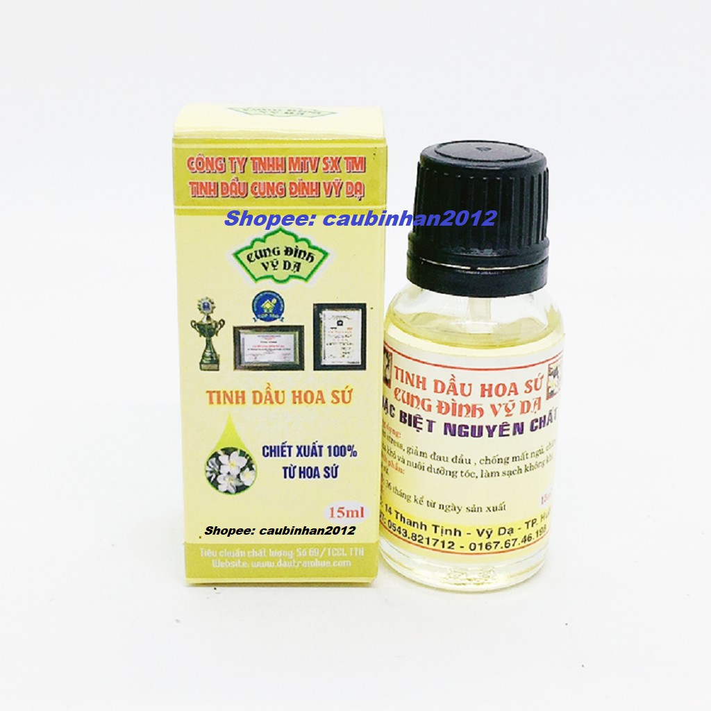 Tinh Dầu Hoa Sứ Chai 15ml Cung Đình Vỹ Dạ Huế Nguyên Chất 100%