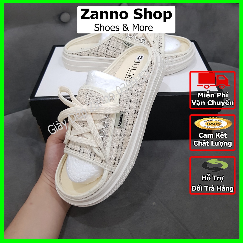 Giày Sục Dây Buộc Hở Ngón ZANNO Màu Kem HOT 2022