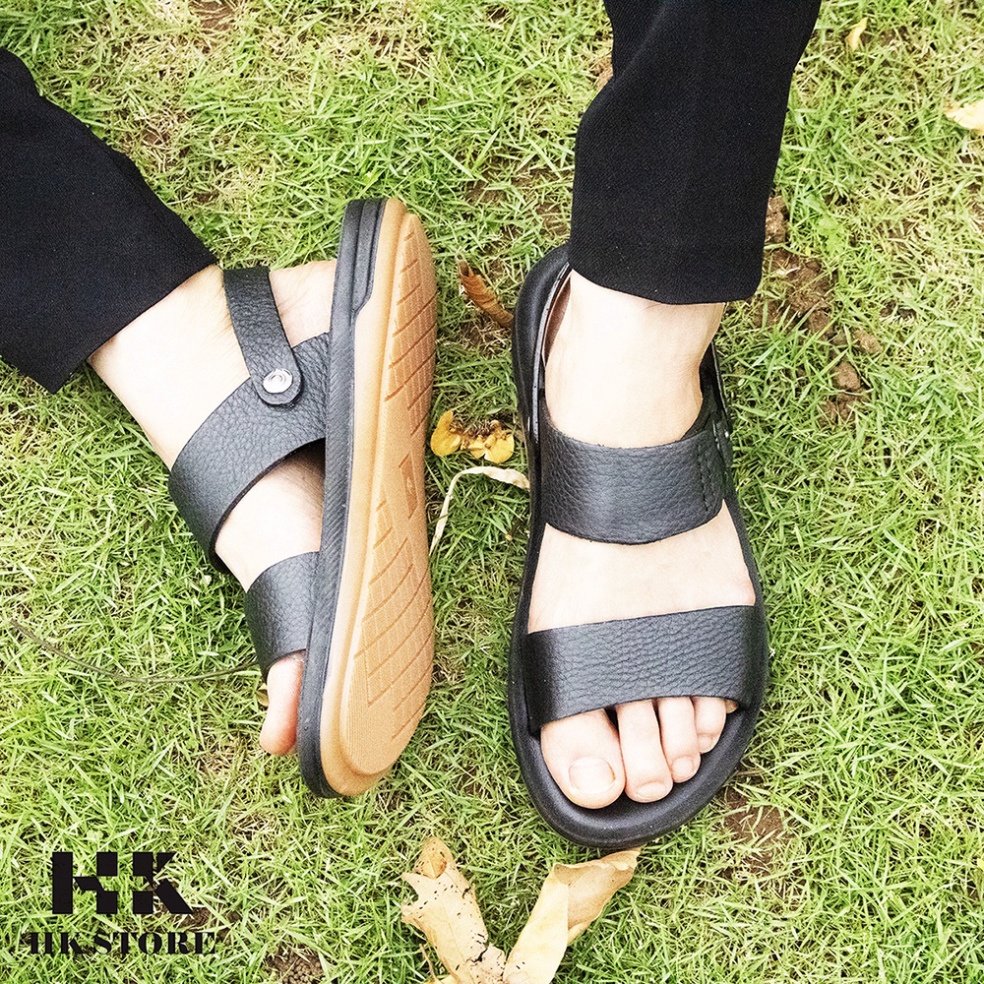 ✪ BẢO HÀNH 12 THÁNG ✪ Dép sandal nam da bò cao cấp ❤️HK.STORE❤️ da bò thật 100% siêu mềm kết hợp đế kếp khâu chắc chắn.