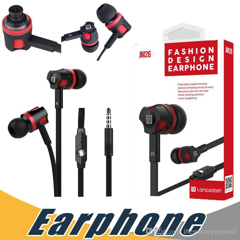 Tai Nghe Earphone Langsdom JM26 Super Bass Màu Đen Phối Đỏ