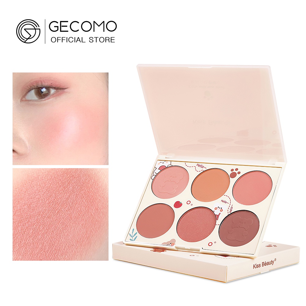 KISS BEAUTY Bảng phấn má hồng GECOMO 6 màu sắc tự nhiên chống thấm nước dễ tẩy trang | BigBuy360 - bigbuy360.vn