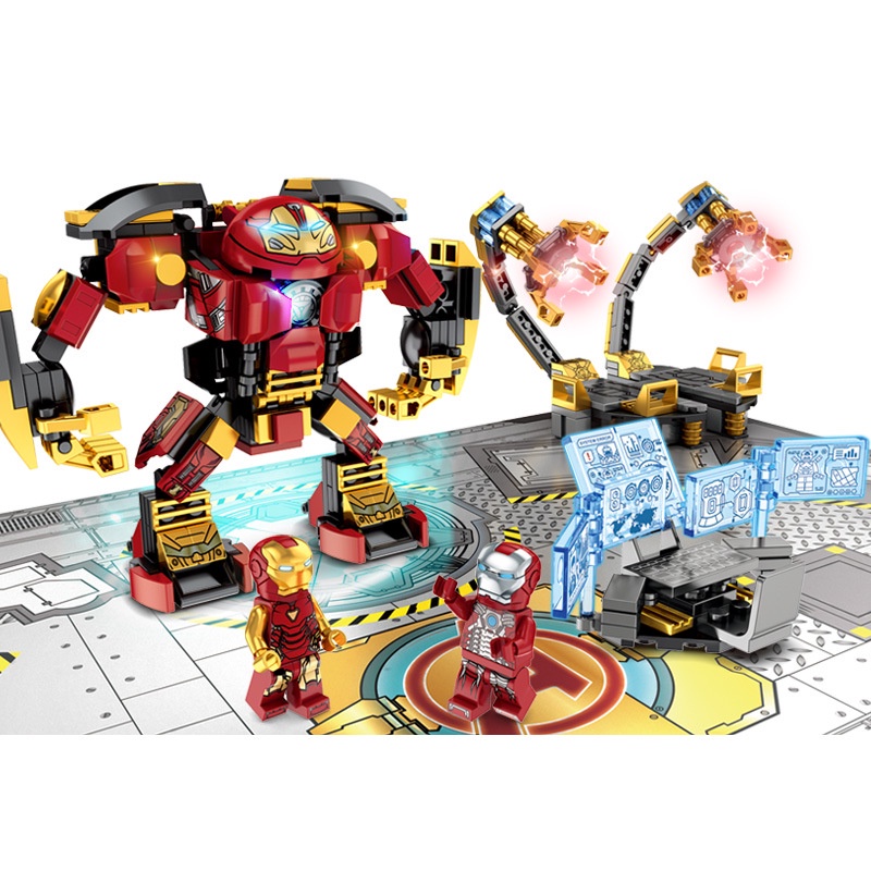 Bộ đồ chơi lắp ráp Trạm sửa chữa Super Gnaku Series Super Hero Iroman Lemoshop ,đồ chơi xếp hình người sắt avenger 76016