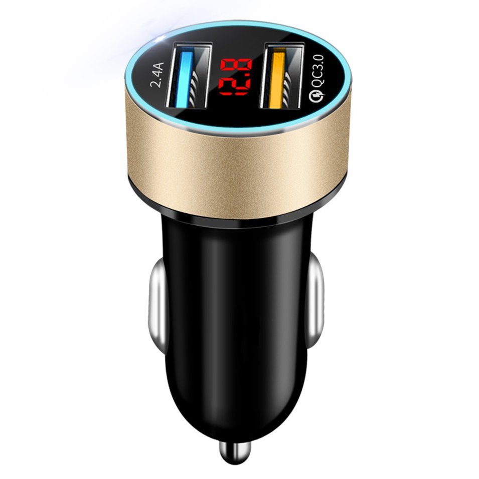 Tẩu Sạc Hai Cổng USB Có Màn Hình LED Cho Xe Hơi
