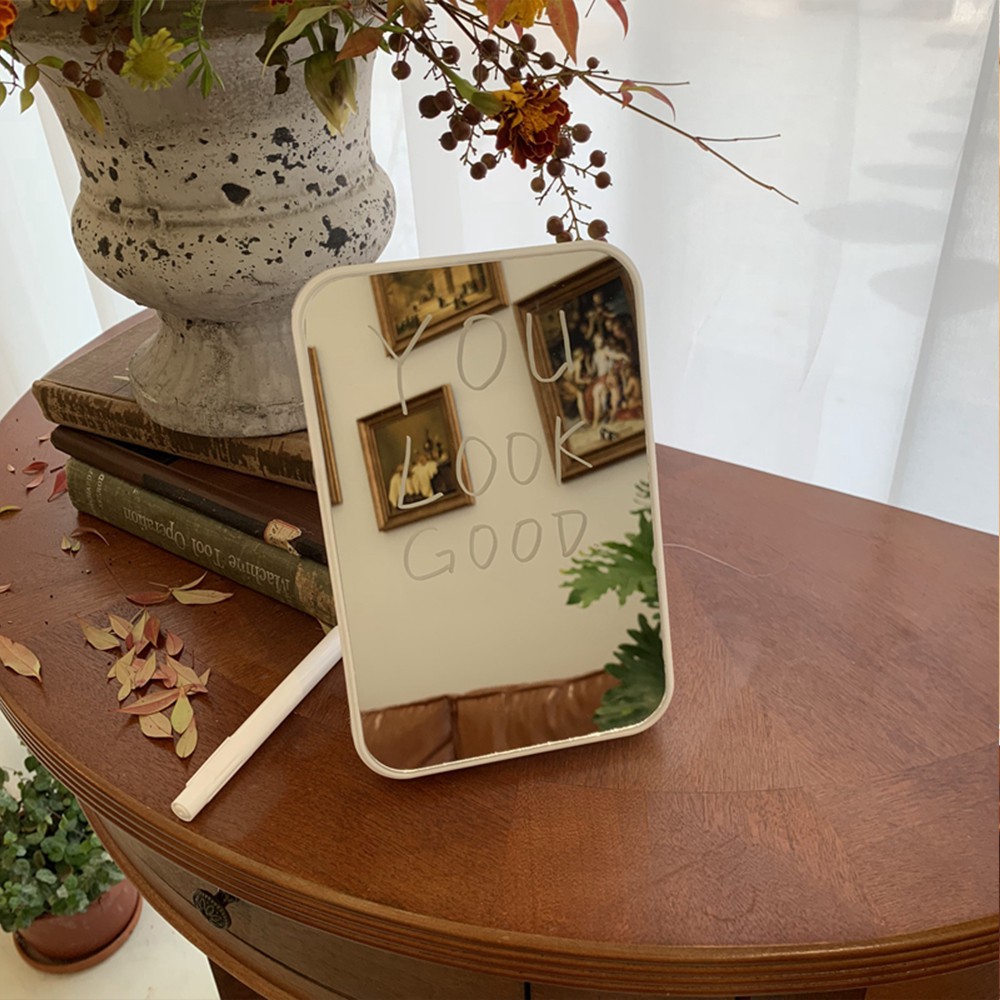 Gương trang điểm để bàn chữ nhật, kiếng soi hình nhựa ABS ♥️ URI DECOR ♥️