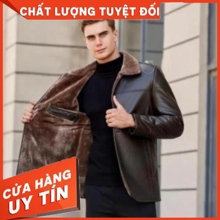 Miễn Phí Ship 30k Áo da nam chất siêu đẹp, lót lông cừu siêu ấm mát thời trang Hàn Quốc trẻ trung và lịch lãm Phản Hô