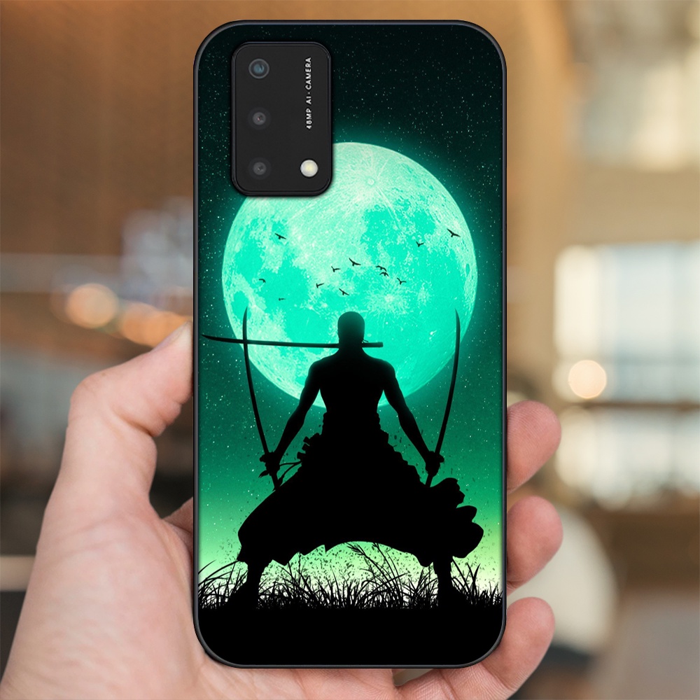 Ốp lưng Oppo A74, A93 5G, A95 viền đen in hình Zoro One Piece