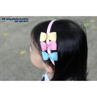 Bờm cài tóc đính nơ bé gái, bờm cài tóc đính nơ xinh cho bé gái