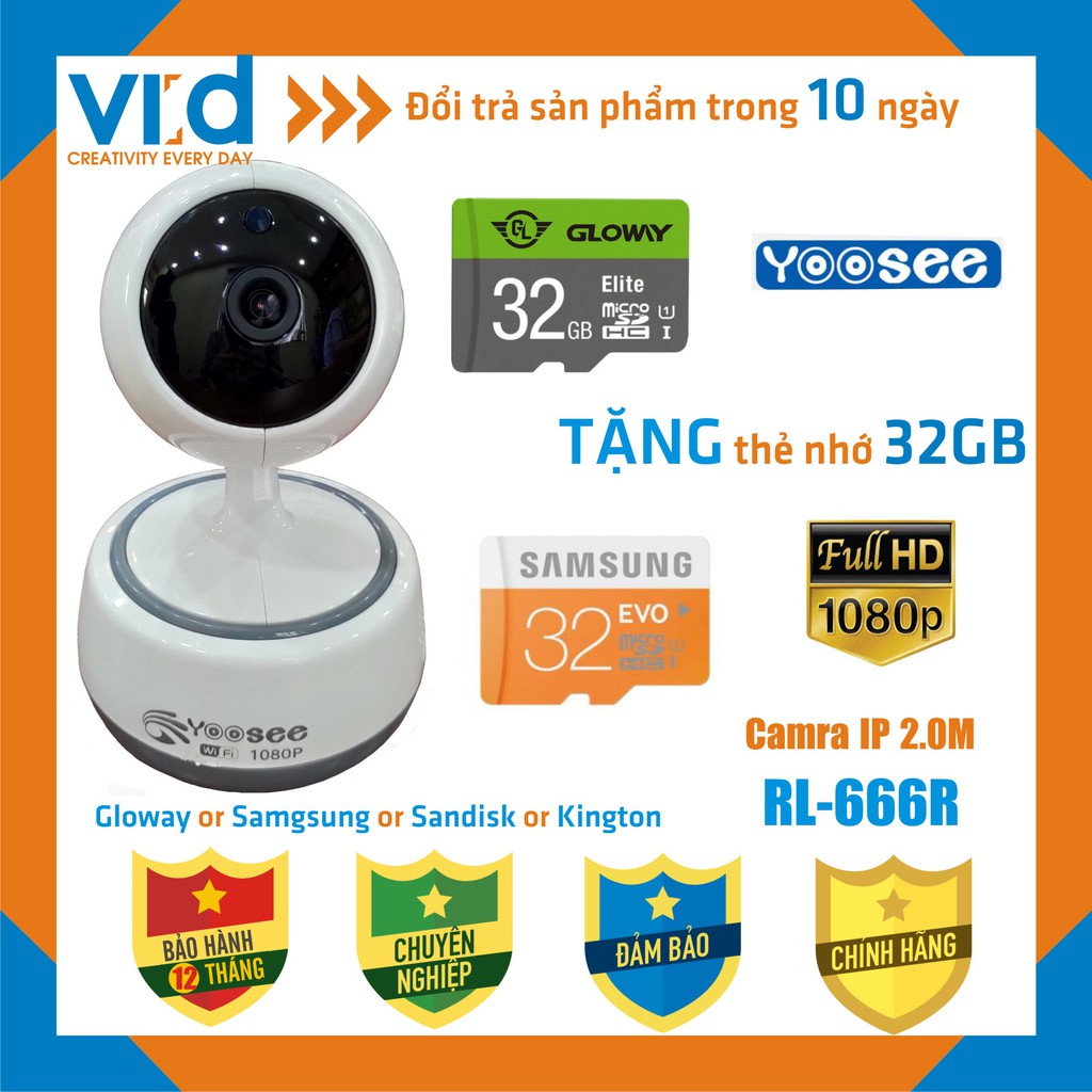 [QUÀ TẶNG].Camera IP IPC-ZL666R YooSee 2.0Mpx - 1080p - Hồng ngoại quay đêm - Hàng chính hãng - Bảo hành 12 tháng!!