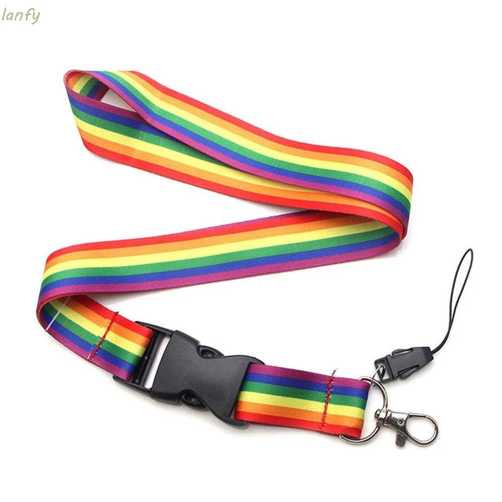 Dây Đeo Cổ Họa Tiết Cầu Vồng Lgbt Gắn Điện Thoại / Móc Khóa / Thẻ Id