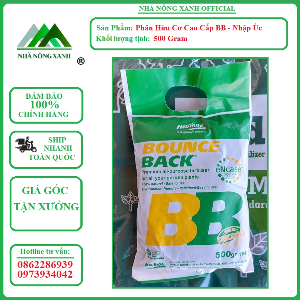 Phân Bón Hữu Cơ BB BOUNCE BACK Dạng Viên nén Úc - Gói 500G