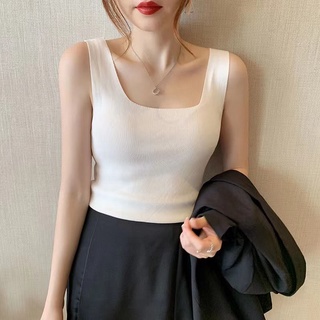 Áo hai dây cổ vuông màu trắng/đen thời trang cho nữ