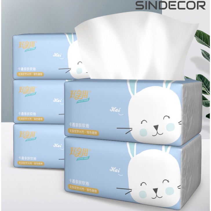 Giấy ăn thỏ con, giấy ăn gấu trắng dễ thương, khăn giấy ăn cao cấp siêu dai sindecor