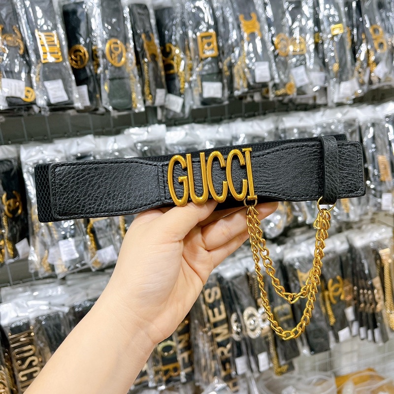 Đai váy bản da 3,5cm sang chảnh có dây xích