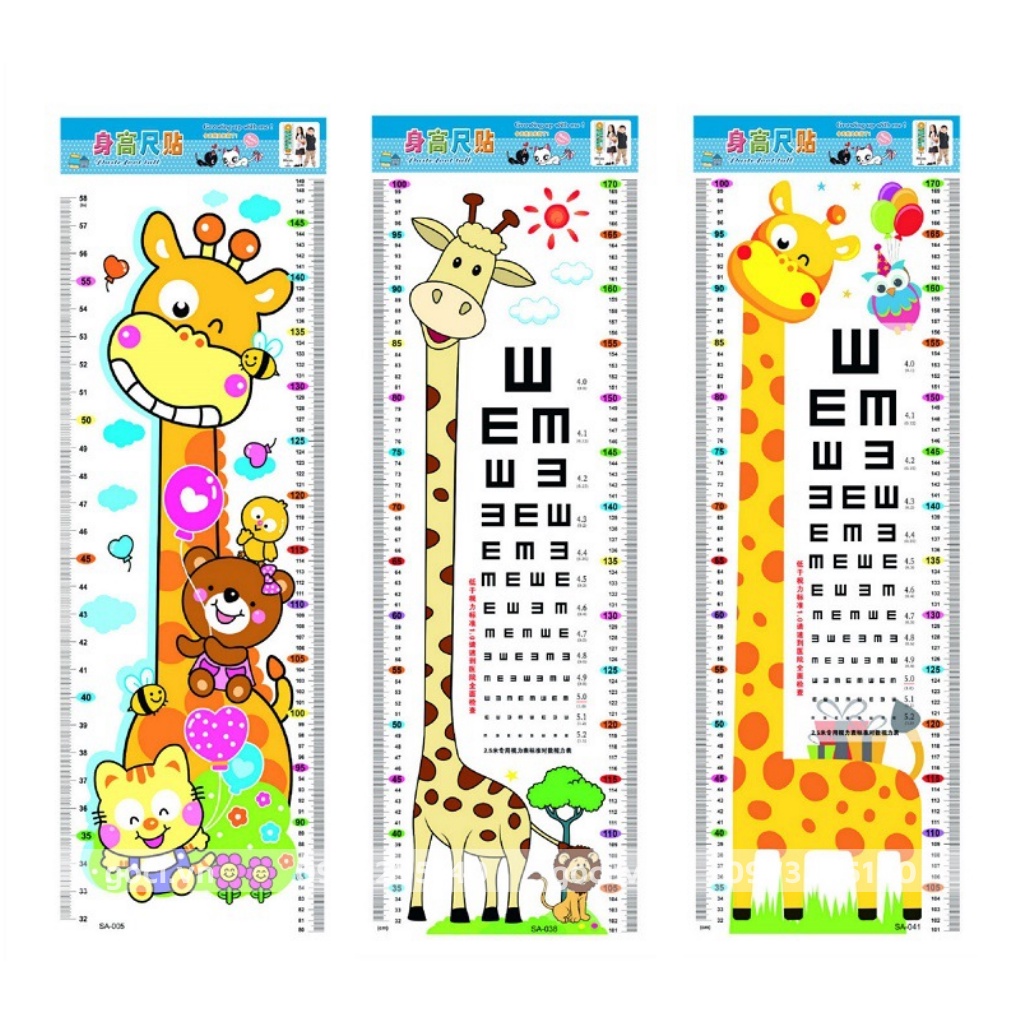 Decal dán tường đo chiều cao cho bé hình con hươu cao cổ chống thấm nước chống trầy xước siêu tiện lợi an toàn cho bé