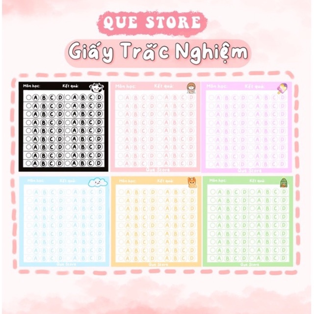 Giấy trắc nghiệm set 60 tờ 18 câu - Phiếu trắc nghiệm - Que Store