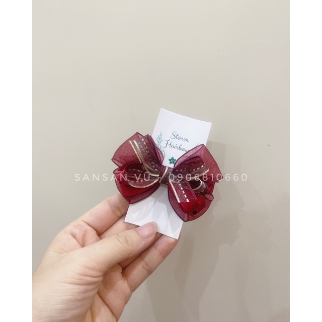 Kẹp/Cặp tóc nơ đỏ kẻ