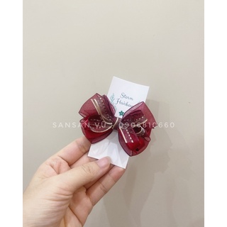 Kẹp/Cặp tóc nơ đỏ kẻ