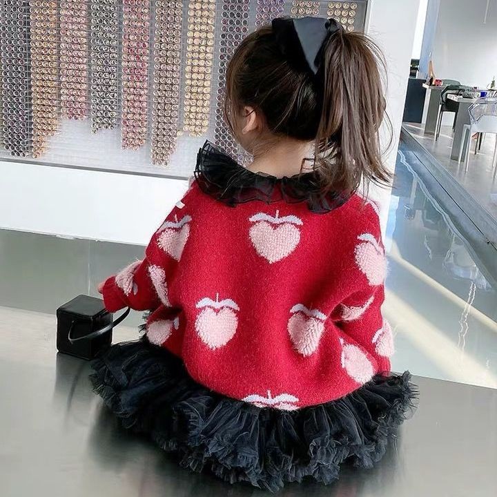 váy đầm bé gái✱❅♧Cardigan dệt kim cho bé gái 2021 Mùa xuân và thu Mới dành trẻ em Áo len cổ chữ V khoác phong
