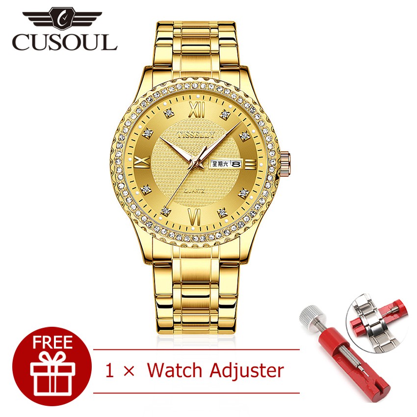 Đồng Hồ Quartz Come CUSOUL Casio Chống Thấm Nước Làm Từ Thép Không Gỉ Mạ Vàng 4Or2021