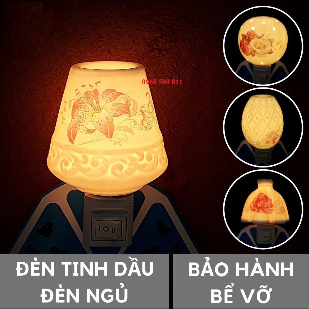 Đèn xông tinh dầu thơm phòng kiểu đèn ngủ sứ cắm điện