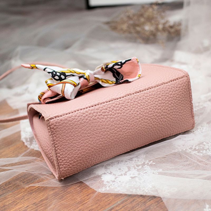 ❀LIDU Women PU Leather Handbag Shoulder Lady Crossbody Bag Tote Messenger Purse with Scarf Decor