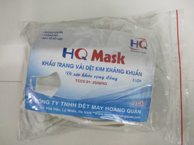 Khẩu trang vải dệt kim kháng khuẩn HQ Mask 3 lớp