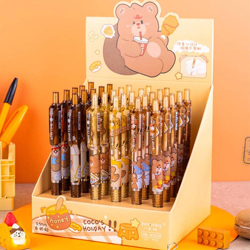 Set 6 Bút Chì Nhựa Tự Động 0.5mm In Hình Gấu Dễ Thương