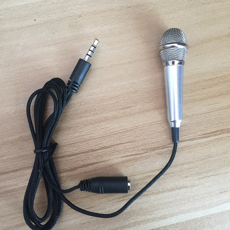 Microphone 3.5Mm Stereo Audio Microphone(with Stand) (Sier + Blue)