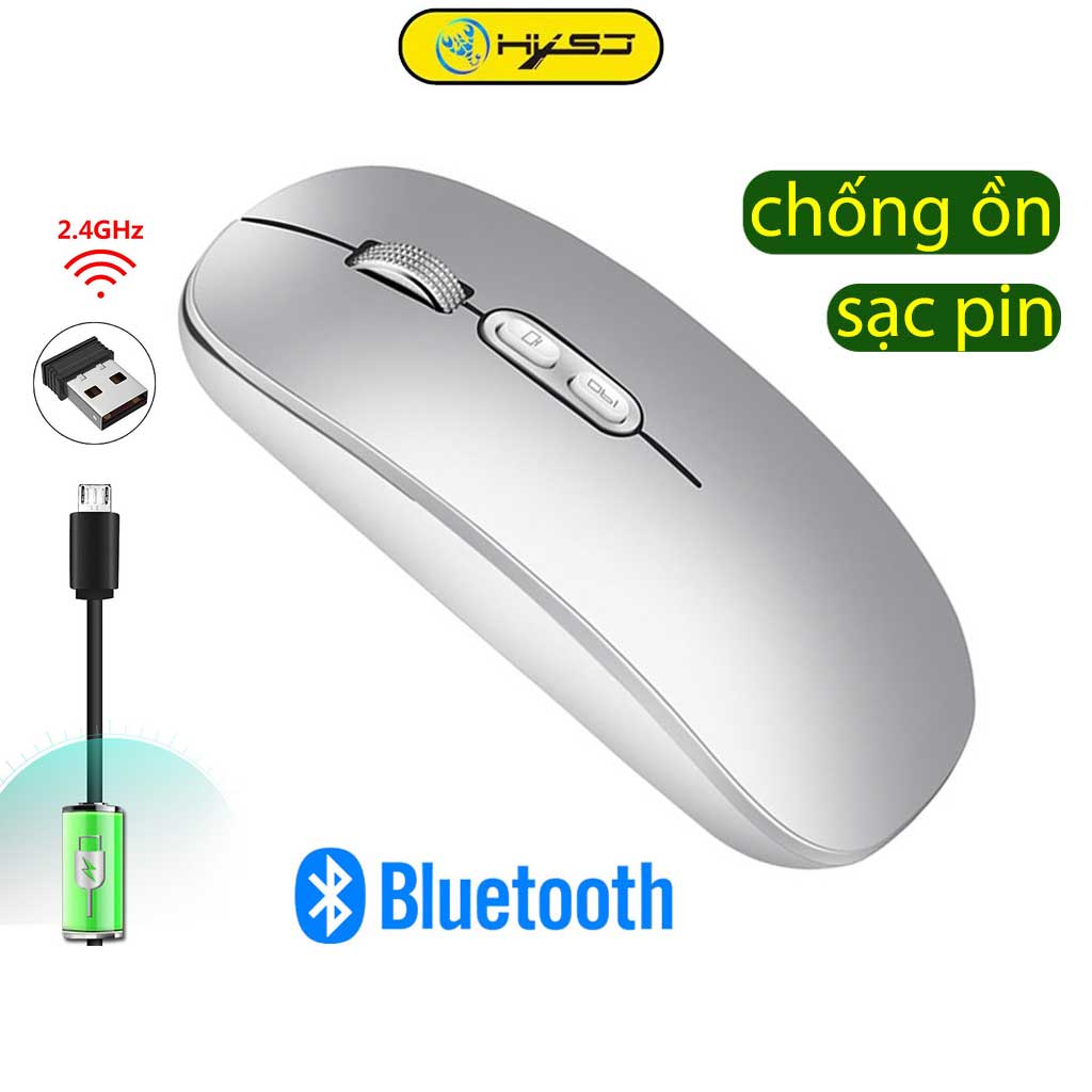 Chuột không dây bluetooth HXSJ M103B sạc pin siêu mỏng không gây tiếng ồn chuyên dùng cho Máy tính, pc, Laptop, Tivi