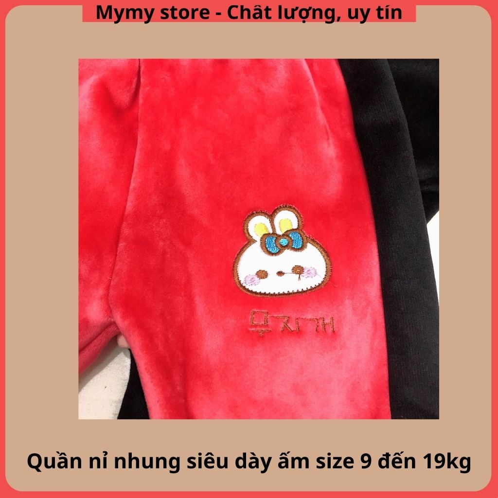 Quần bé gái, quần dài trẻ em chất nhung lót nỉ siêu dày siêu mịn ấm cho 9 đến 19kg