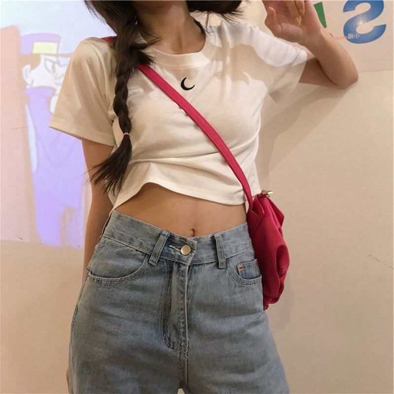 Áo Croptop Tay Ngắn Hoạ Tiết Thêu Nhiều Màu Sắc Thời Trang Mùa Hè