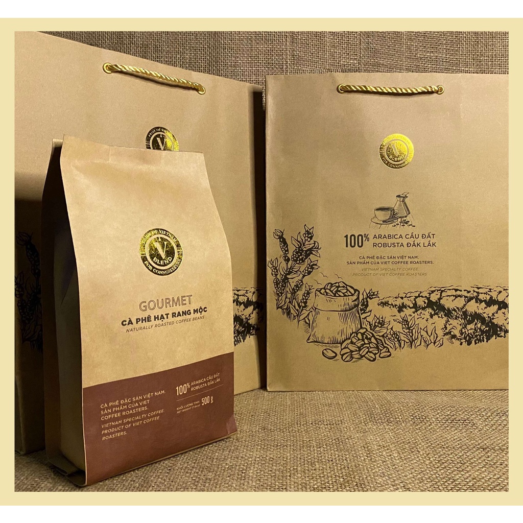 [HẠT CÀ PHÊ PHA MÁY] - Cà Phê Rang Mộc - V BLEND GOURMET - Túi 500G