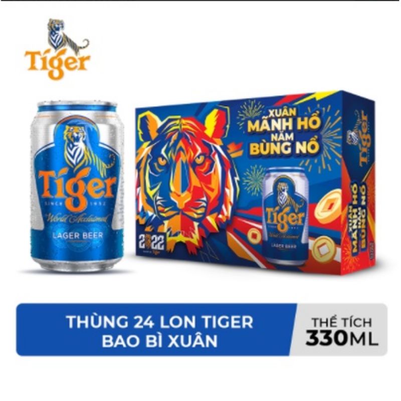 Thùng 24 lon bia Tiger mẫu tết 330ml