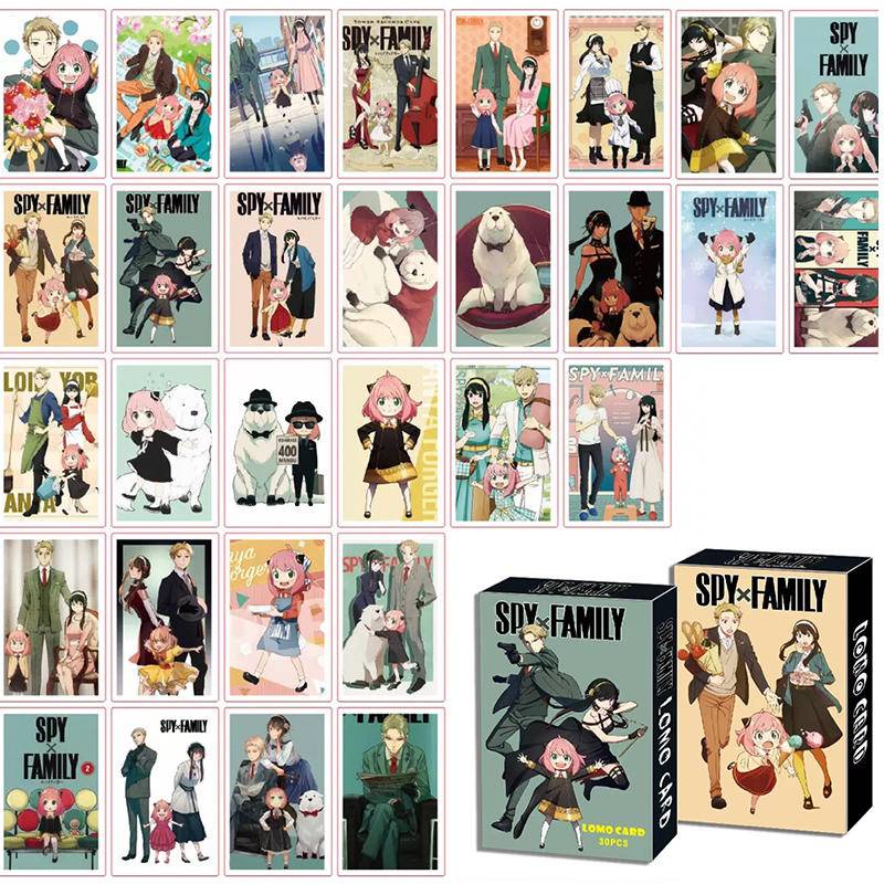 Set 30 Tấm Thẻ Ảnh Lomo Kpop SPYxFAMILY Forger Anya Forger Yor Forger