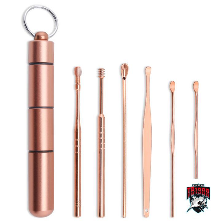 Bộ dụng cụ lấy ráy tai chuyên nghiệp 6 món inox không gỉ phiên bản cao cấp chị ong nâu nâu