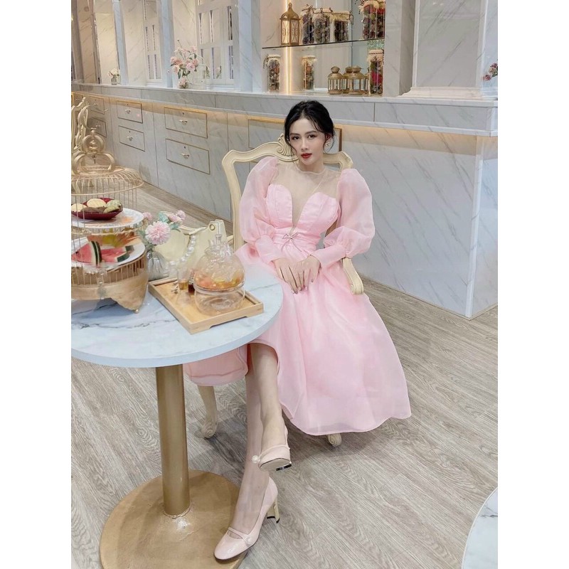 ĐẦM XOÈ TAY PHỒNG có đính cườm ( video thất 1000%)