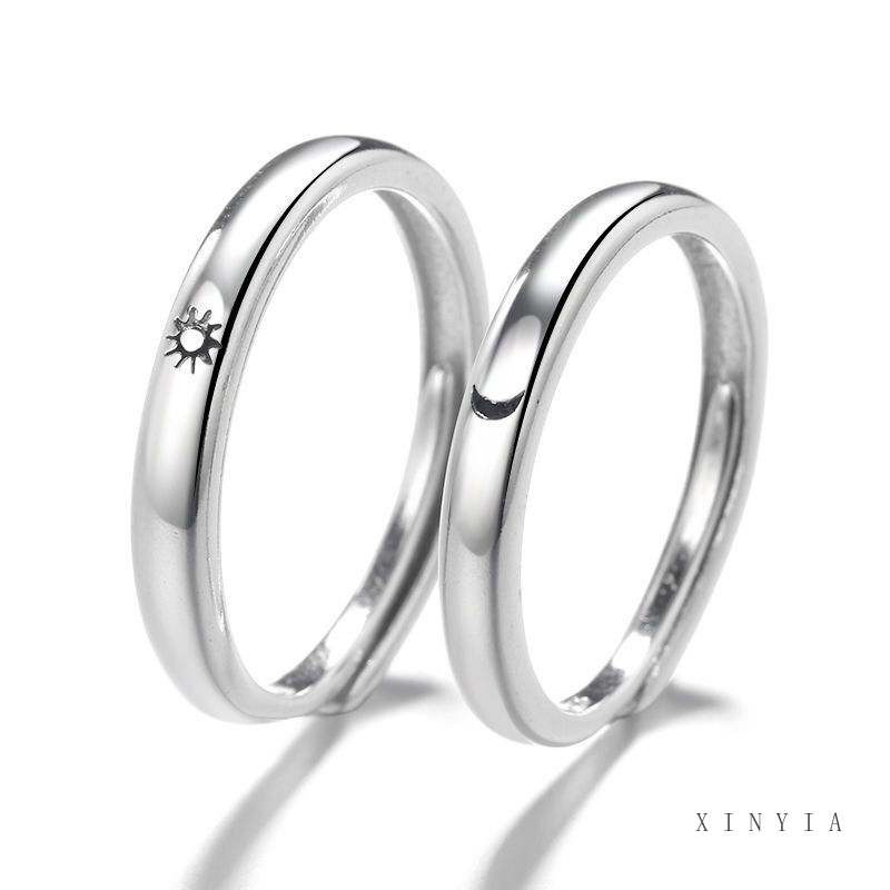Nhẫn đôi thiết kế mặt trăng/ mặt trời phong cách Hàn Quốc thời trang