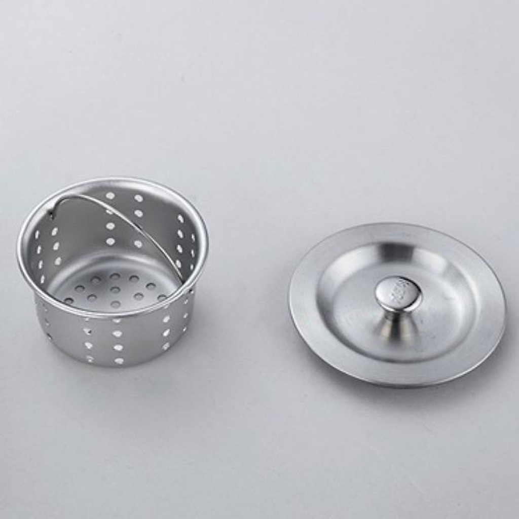 Bộ giỏ lọc & nắp chặn rửa bồn rửa bát inox cao cấp