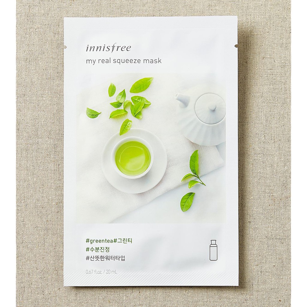 Mặt nạ giấy cấp nước & làm dịu da từ trà xanh Innisfree My Real Squeeze Mask - Green Tea 20ml