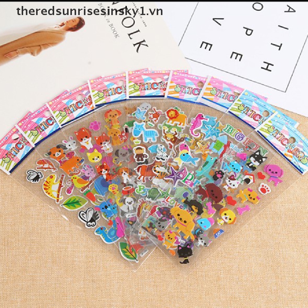 Set 10 tấm sticker dán trang trí hình hoạt hình 3D cho bé trai