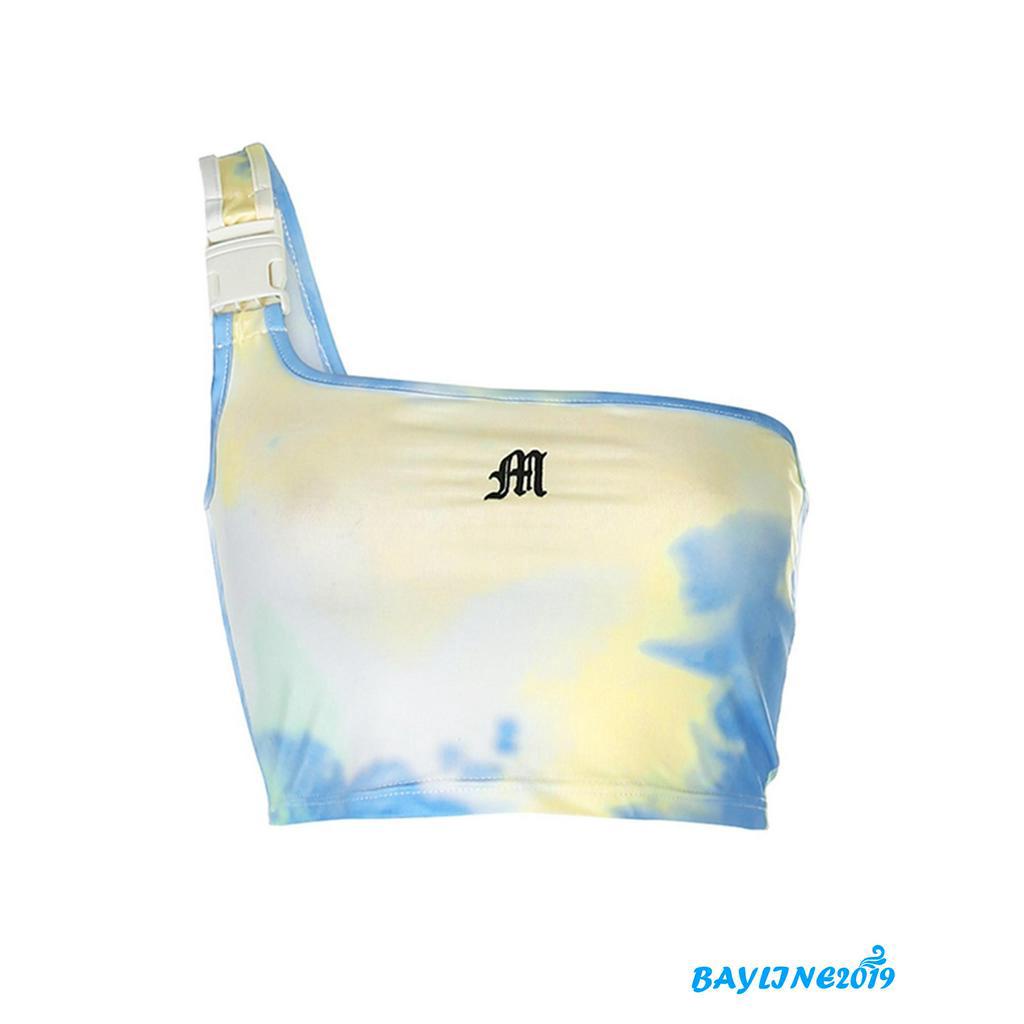 Áo crop top không tay thiết kế lệch vai quyến rũ thời trang cho nữ